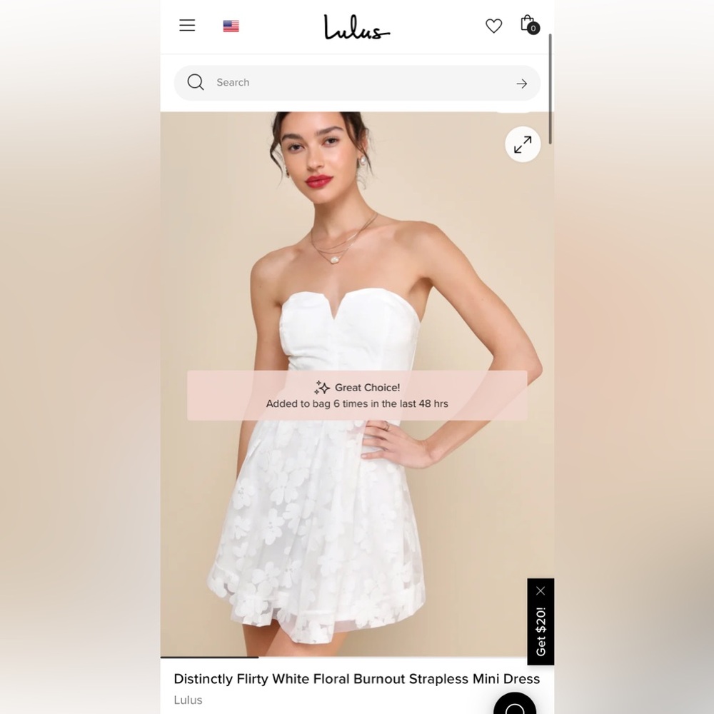Lulu's White Strapless Floral Dress